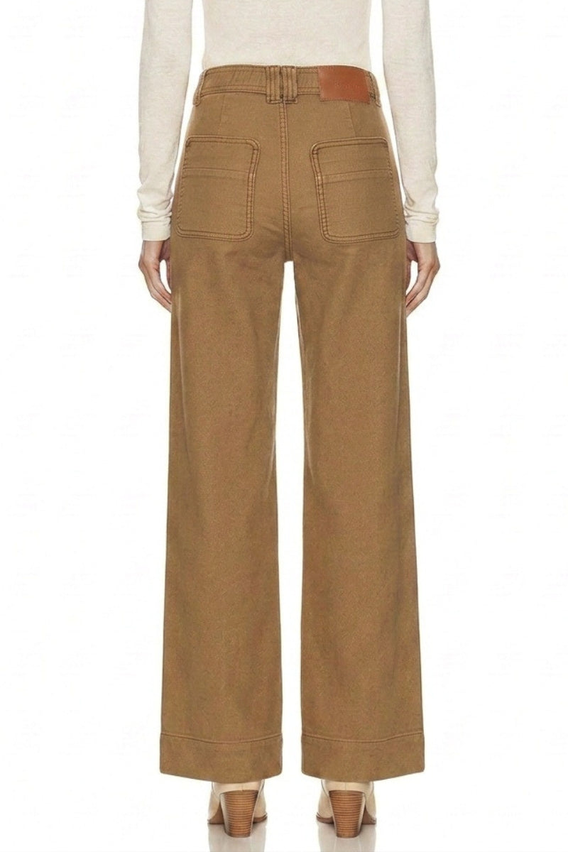 High Rise Tummy Control Bistre Palazzo Jeans in BISTRE view 6 - High-Waisted - High Rise Jeans Women (bottom)