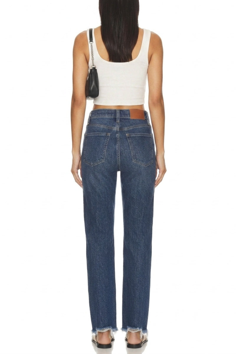 High Rise Tummy Control Crop Wide Leg Jeans in Dark wash view 4 - High-Waisted - High Rise Jeans Women (bottom)