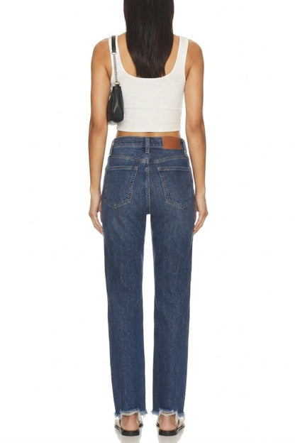 High Rise Tummy Control Crop Wide Leg Jeans in Dark wash view 4 - High-Waisted - High Rise Jeans Women (bottom)