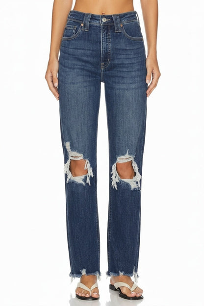 High Rise Tummy Control Crop Wide Leg Jeans in Dark wash view 5 - High-Waisted - High Rise Jeans Women (bottom)