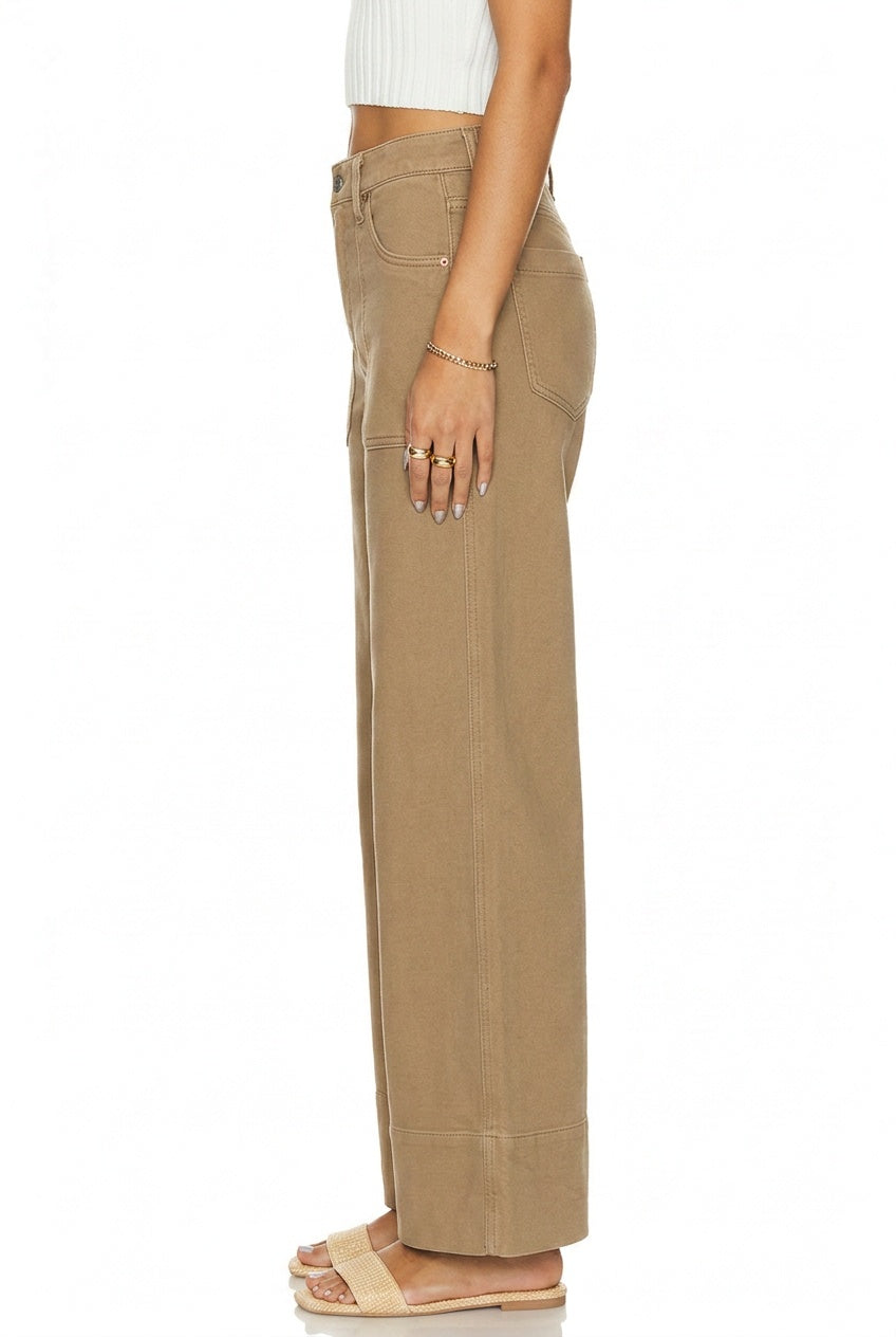 High Rise Tummy Control Garment Dyed Palazzo Jeans in CAMEL view 5 - High-Waisted - High Rise Jeans Women (bottom)