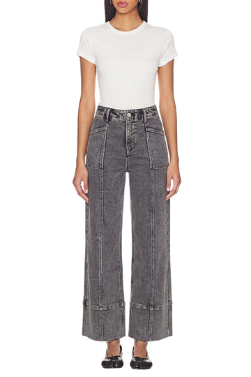 High Rise Tummy Control Grey Palazzo Jeans in LIGHT GREY view 2 - High-Waisted - High Rise Jeans Women (bottom)