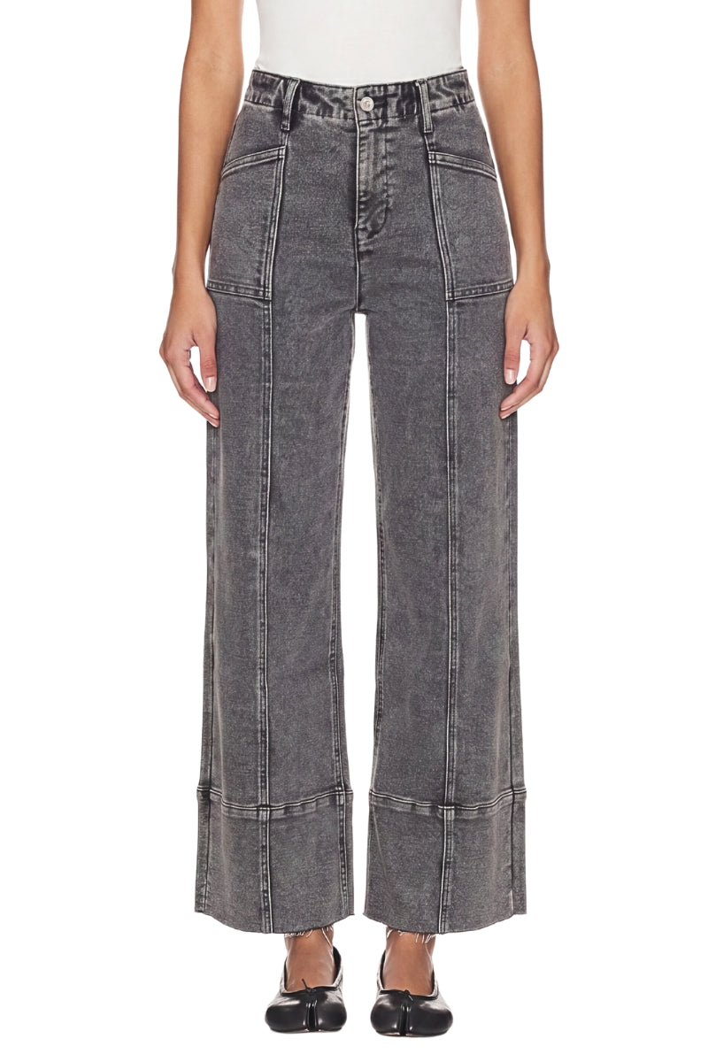 High Rise Tummy Control Grey Palazzo Jeans in LIGHT GREY view 3 - High-Waisted - High Rise Jeans Women (bottom)