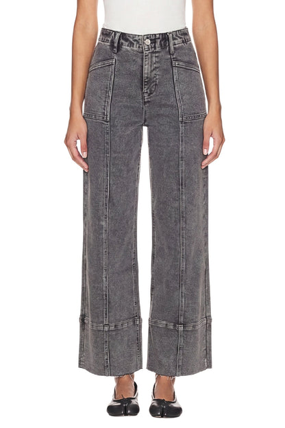 High Rise Tummy Control Grey Palazzo Jeans in LIGHT GREY view 3 - High-Waisted - High Rise Jeans Women (bottom)