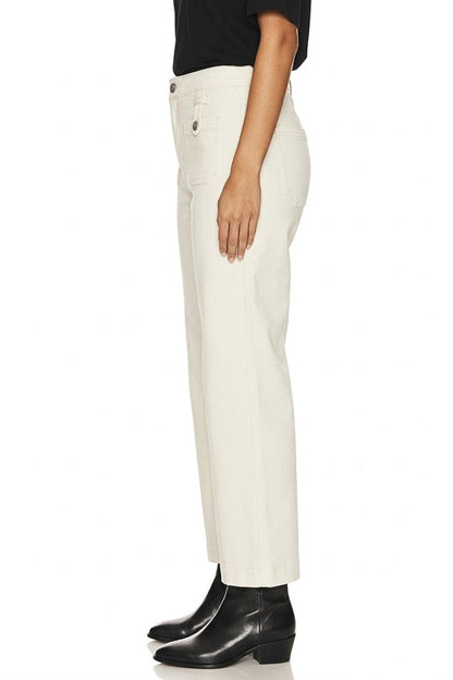 High Rise Tummy Control White Crop Palazzo Jeans in White view 5 - High-Waisted - High Rise Jeans Women (bottom)