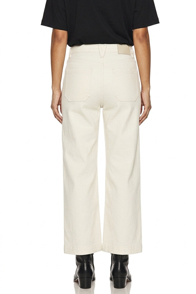 High Rise Tummy Control White Crop Palazzo Jeans in White view 6 - High-Waisted - High Rise Jeans Women (bottom)