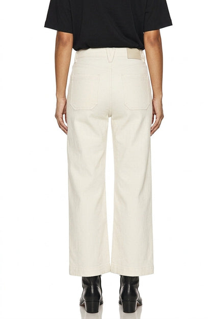 High Rise Tummy Control White Crop Palazzo Jeans in White view 6 - High-Waisted - High Rise Jeans Women (bottom)