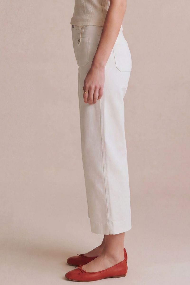 High Rise Tummy Crop Palazzo White view 3 (piece) - tummy control jeans for women, tummy control jeans  - shop at us.meeeshop