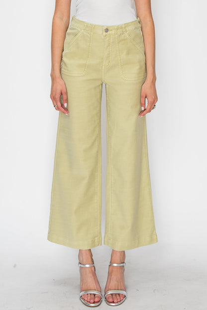 High Rise Wide Leg Sage Jeans - MeeeShop Women's Fashion