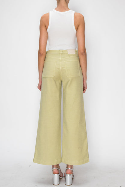 High Rise Wide Leg Sage Jeans - MeeeShop Women's Fashion