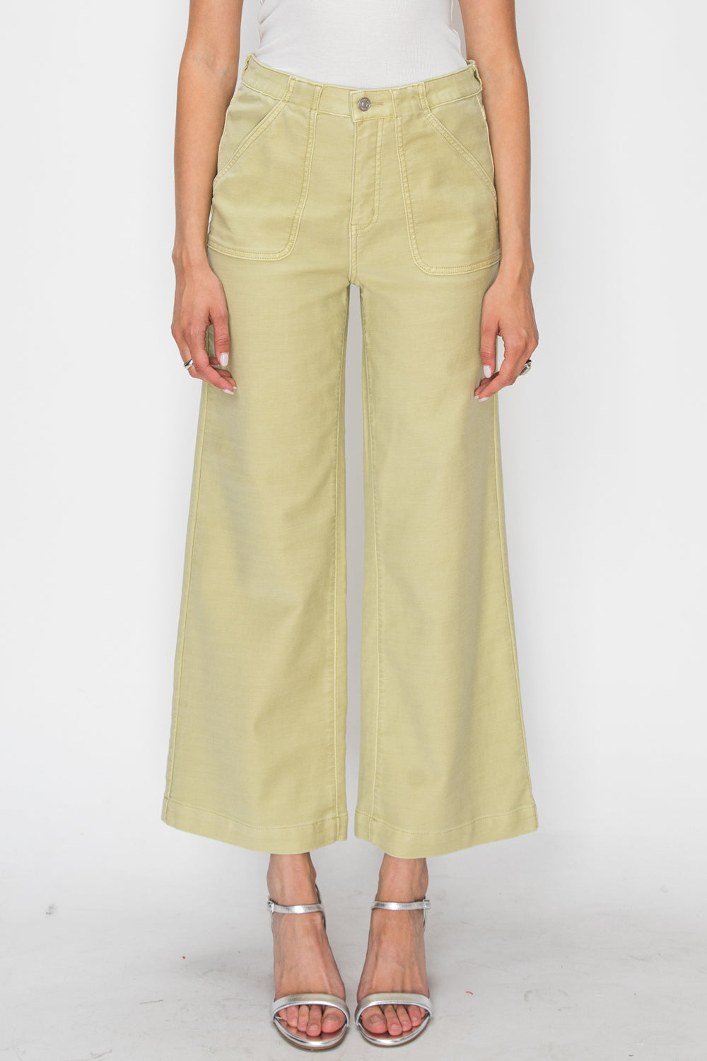 High Rise Wide Leg Sage Jeans in Sage Green view 2 - High-Waisted - High Rise Jeans Women (bottom)