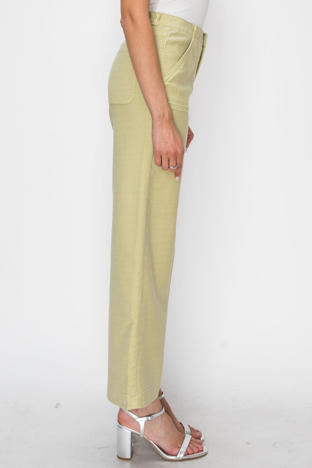 High Rise Wide Leg Sage Jeans in Sage Green view 3 - High-Waisted - High Rise Jeans Women (bottom)