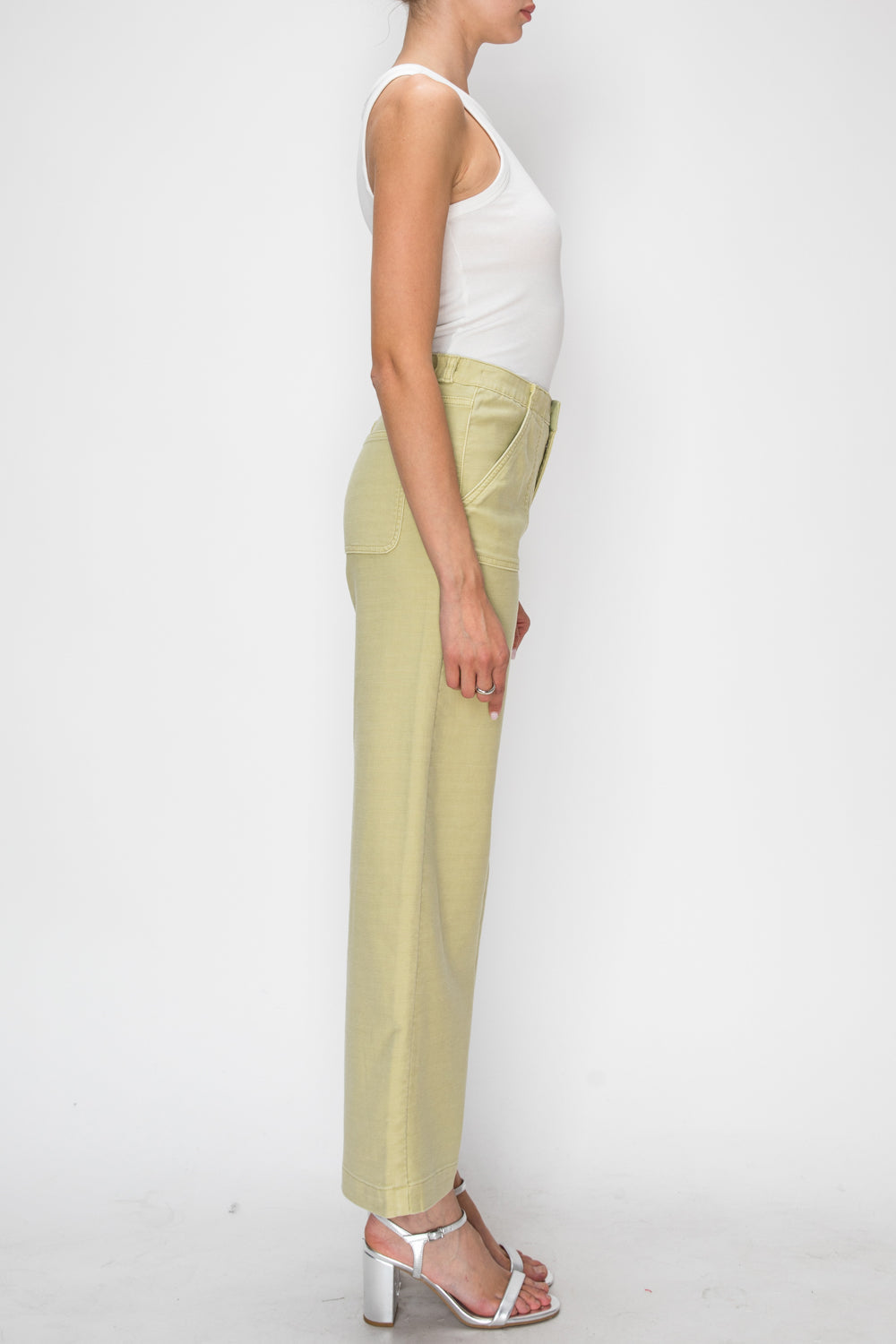 High Rise Wide Leg Sage Jeans in Sage Green view 6 - High-Waisted - High Rise Jeans Women (bottom)