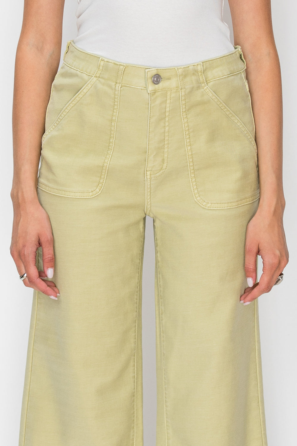 High Rise Wide Leg Sage Jeans in Sage Green view 8 - High-Waisted - High Rise Jeans Women (bottom)