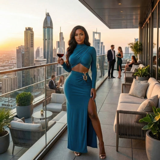 High Slit Side Maxi Skirt Set in S - High Slit Skirt Set (dress)