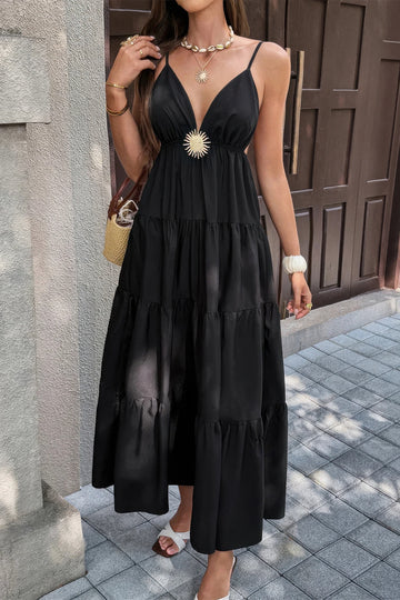 High Waist Sleeveless Open Back Full Dress - MeeeShop Women's Fashion