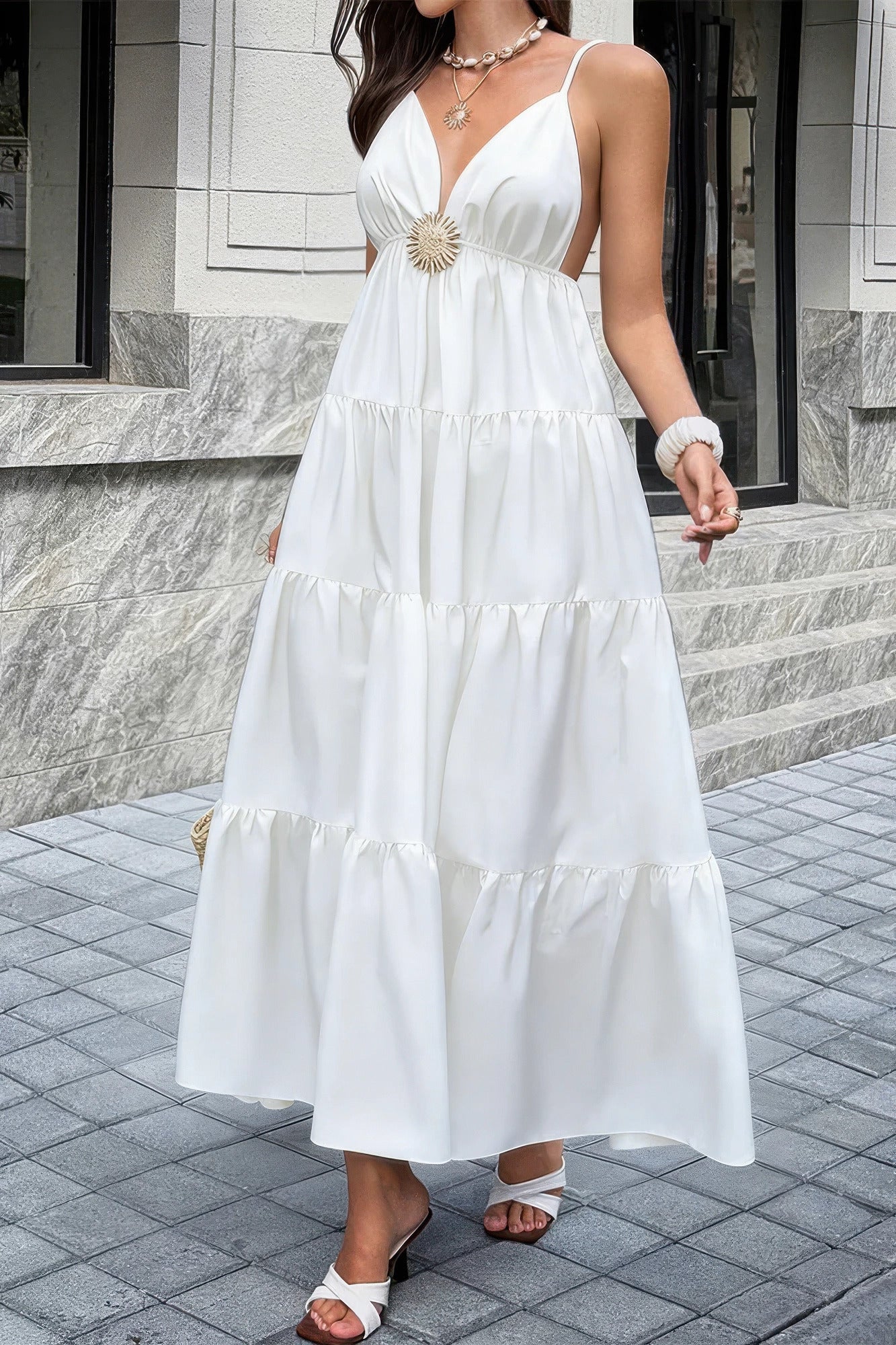 High Waist Sleeveless Open Back Full Dress in Black view 11 - High-Waisted - High Waisted Dress Pants