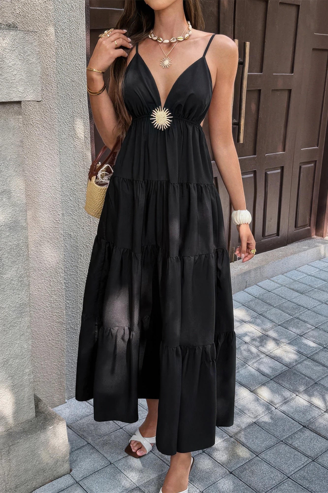 High Waist Sleeveless Open Back Full Dress in White - High-Waisted - High Waisted Dress Pants