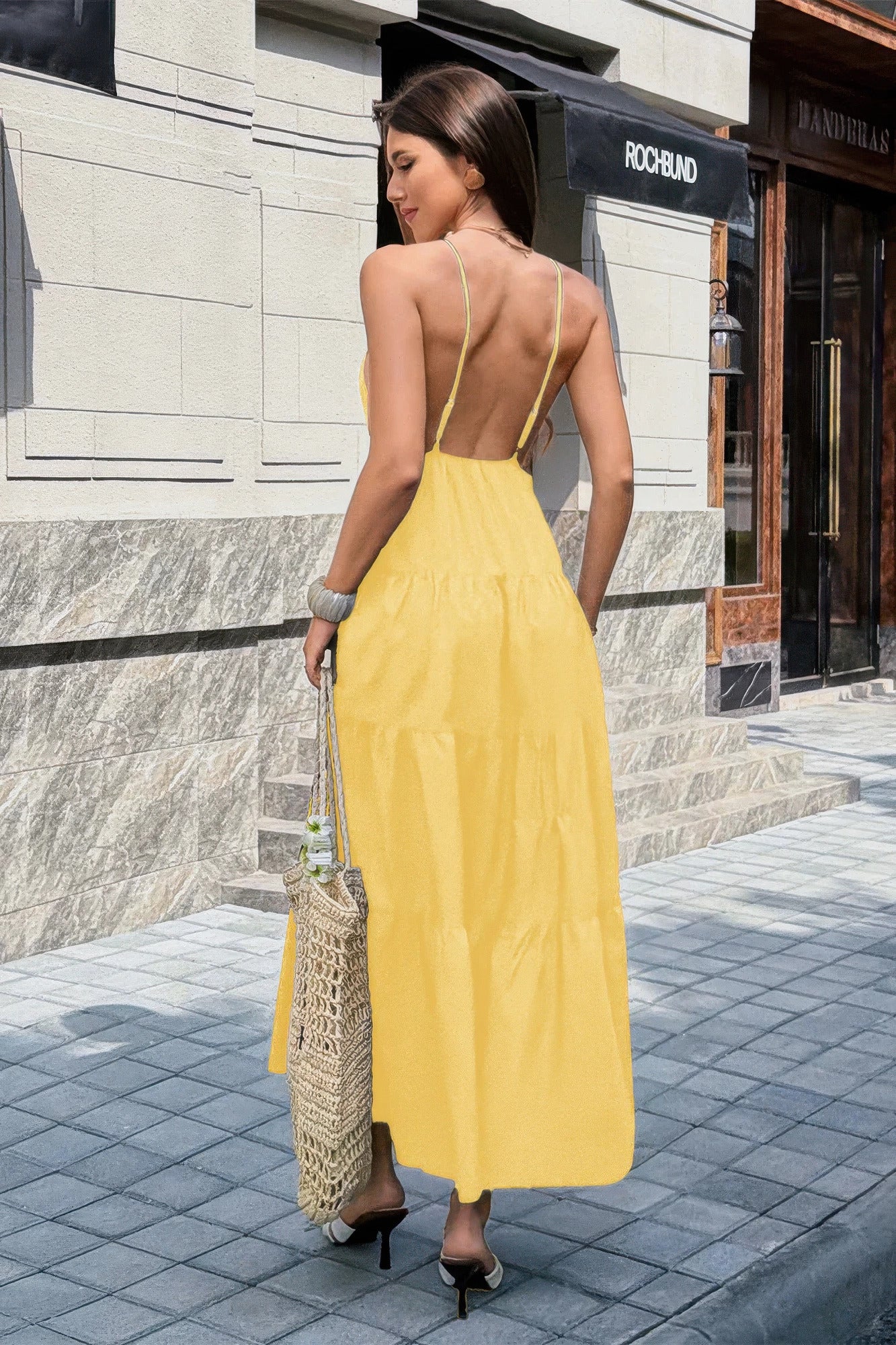 High Waist Sleeveless Open Back Full Dress view 17 - High-Waisted - High Waisted Dress Pants