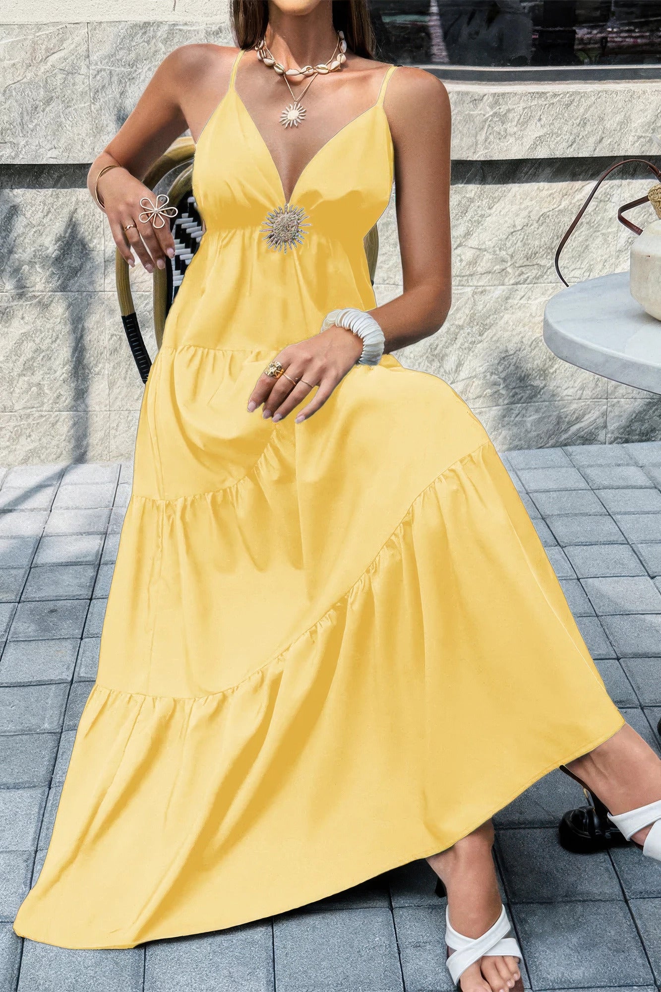 High Waist Sleeveless Open Back Full Dress view 18 - High-Waisted - High Waisted Dress Pants