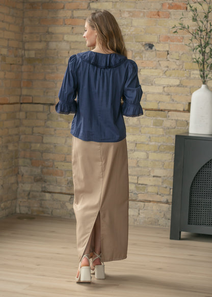 Hollis Long Maxi Skirt in Tan view 7 (dress)