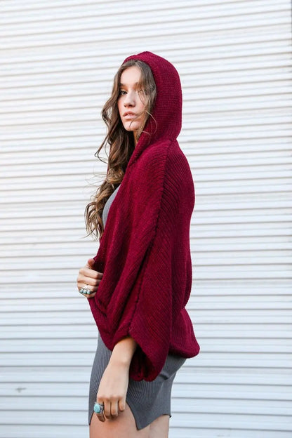 Hooded Rib Knit Cardigan