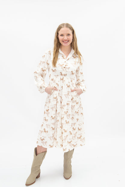 Horse Print Shirt Dress view 8 - Horse Print Dress Women