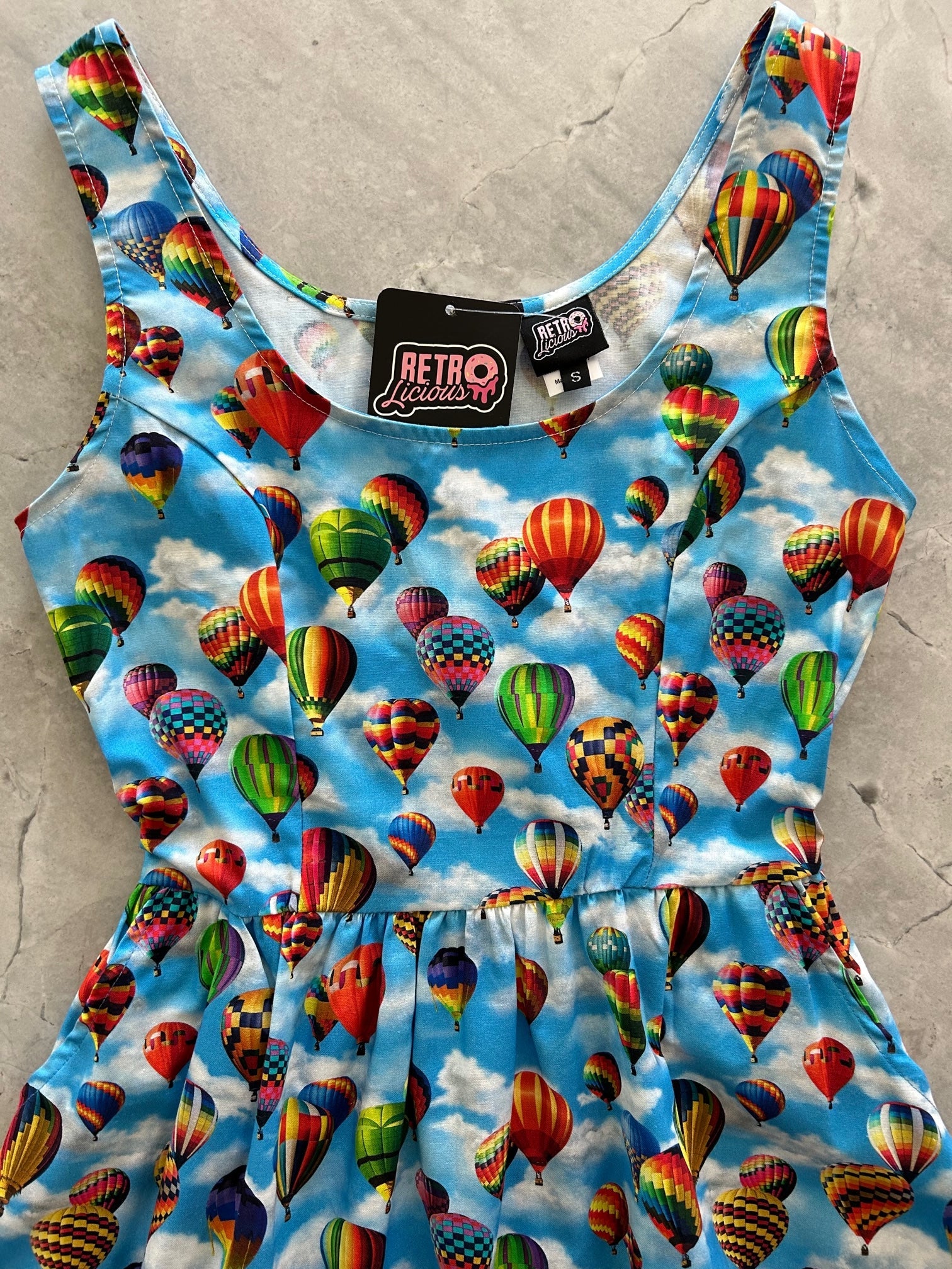 Hot Air Balloons Fit & Flare Dress in 1X view 6 - Air Balloon Dress
