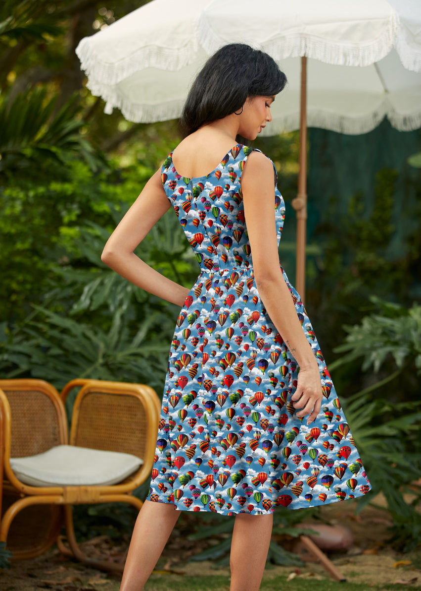 Hot Air Balloons Fit & Flare Dress in L view 4 - Air Balloon Dress