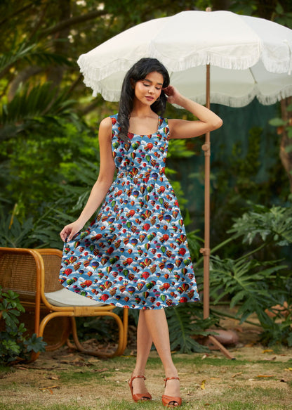 Hot Air Balloons Fit & Flare Dress in M view 3 - Air Balloon Dress