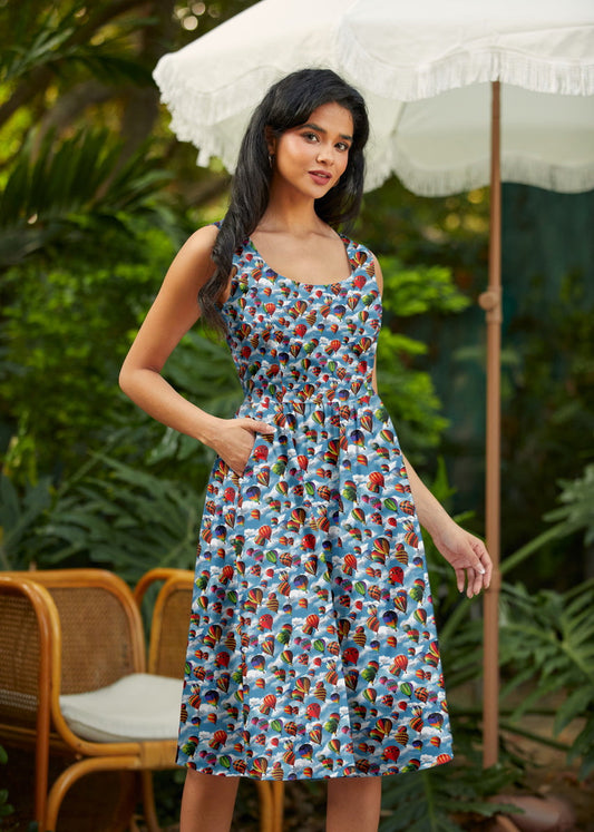 Hot Air Balloons Fit & Flare Dress in XS - Air Balloon Dress