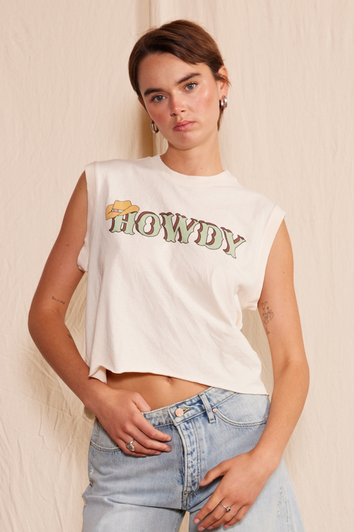 "howdy" Tank in Ecru - Howdy Tank Top