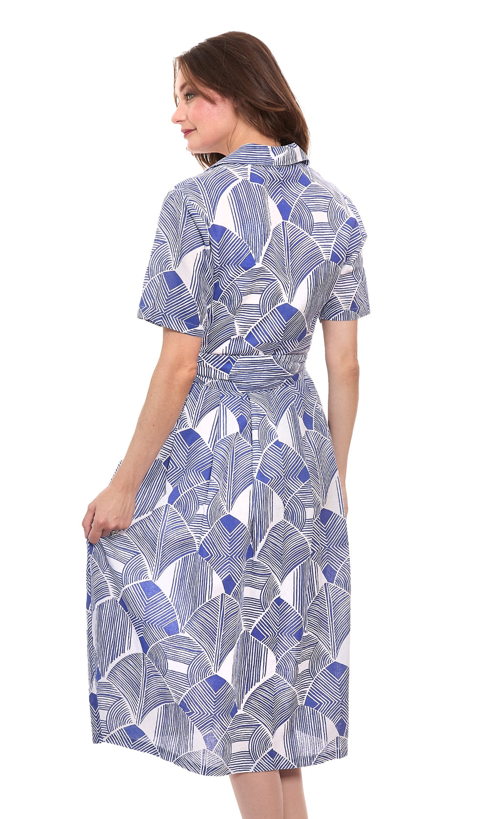 Hudson Tiered Dress Navy White Geo L view 4 (dress) - hudson plisse tiered dress, hudson and co dress c - shop at us.meeeshop