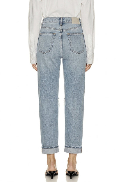 Hybrid High Rise Straight Leg Jean in MEDIUM WASH view 4 - High-Waisted (bottom)