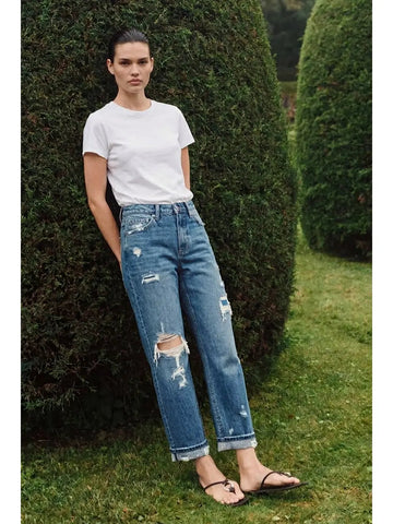 Hybrid High Rise Straight Leg Jeans - MeeeShop Women's Fashion