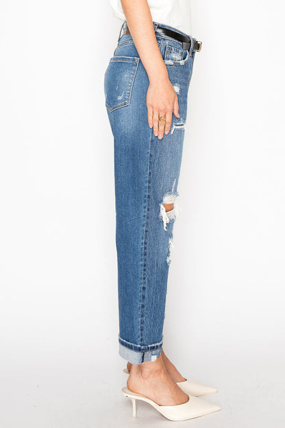 Hybrid High Rise Straight Leg Jeans in 13 (30) view 6 - High-Waisted (bottom)