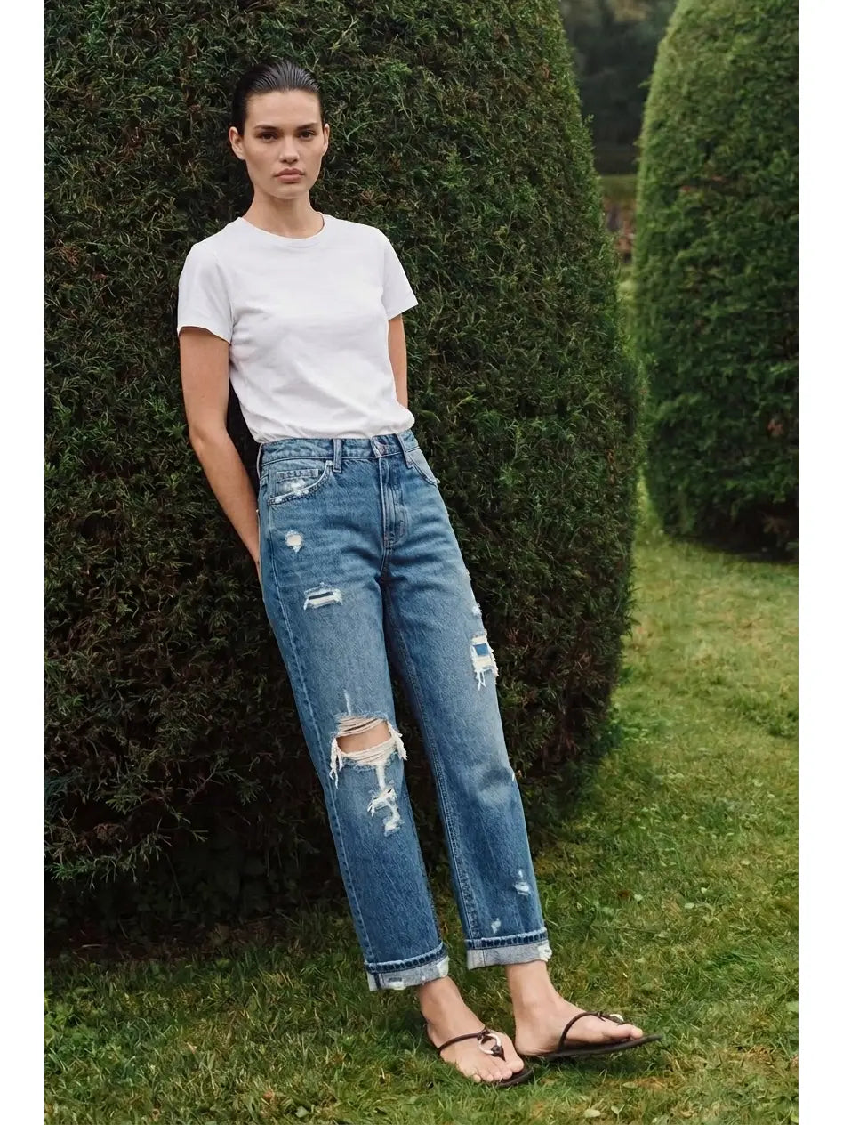 Hybrid High Rise Straight Leg Jeans in 3 (25) - High-Waisted (bottom)