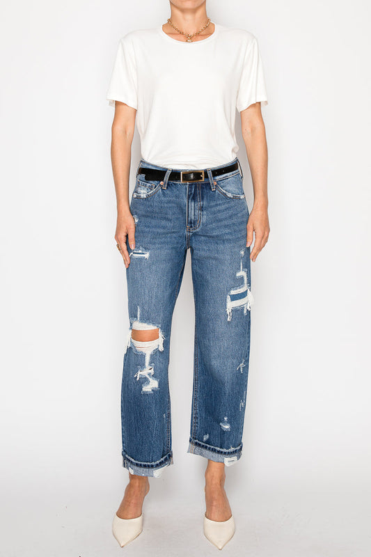 Hybrid High Rise Straight Leg Jeans in 5 (26) view 2 - High-Waisted (bottom)