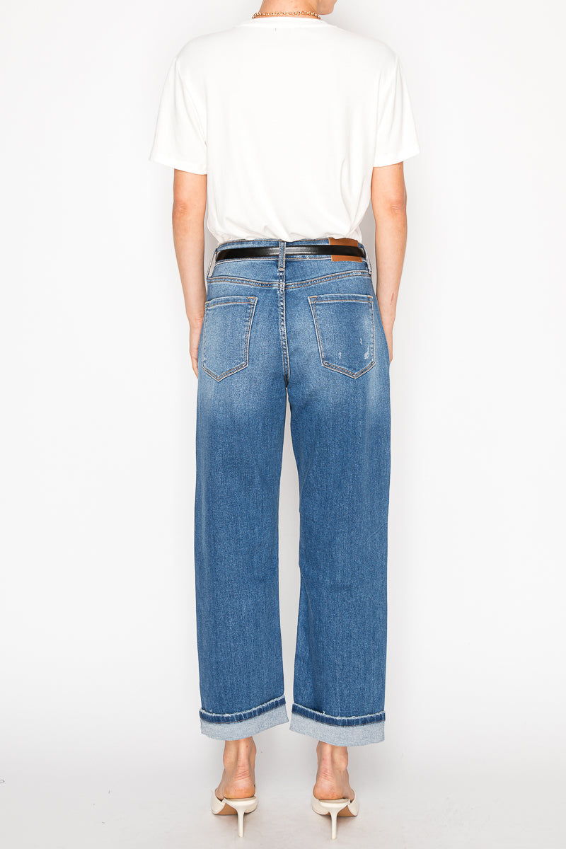 Hybrid High Rise Straight Leg Jeans in 9 (28) view 4 - High-Waisted (bottom)
