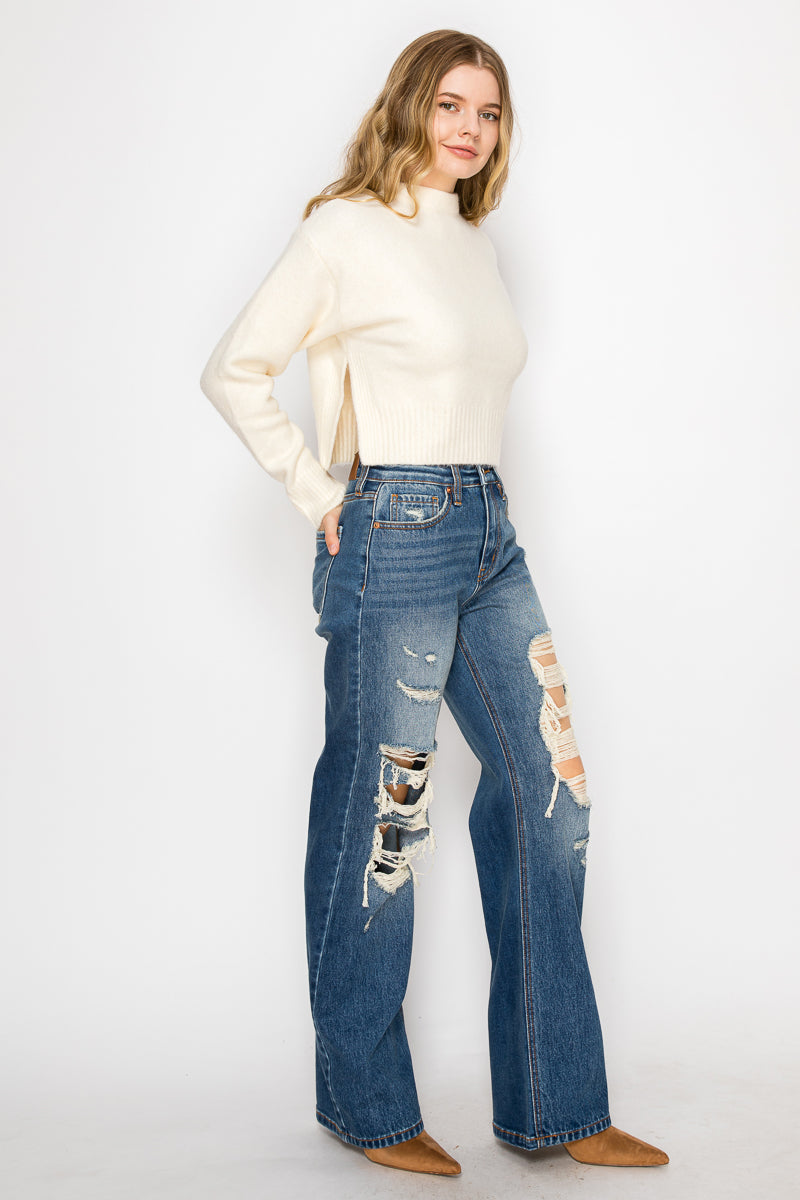 Hybrid Stretch Ripped Relaced Flare Jeans in 11 (29) view 6 - Comfort Stretch - Hybrid Jeans Stretch (bottom)