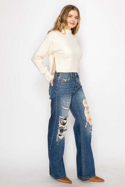 Hybrid Stretch Ripped Relaced Flare Jeans in 11 (29) view 6 - Comfort Stretch - Hybrid Jeans Stretch (bottom)