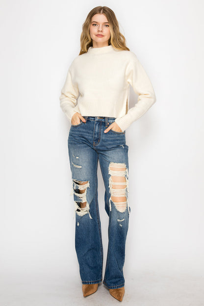 Hybrid Stretch Ripped Relaced Flare Jeans in 9 (28) view 5 - Comfort Stretch - Hybrid Jeans Stretch (bottom)