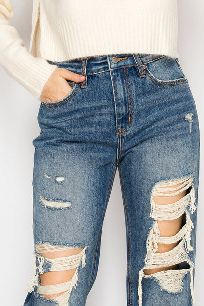 Hybrid Stretch Ripped Relaced Flare Jeans view 8 - Comfort Stretch - Hybrid Jeans Stretch (bottom)