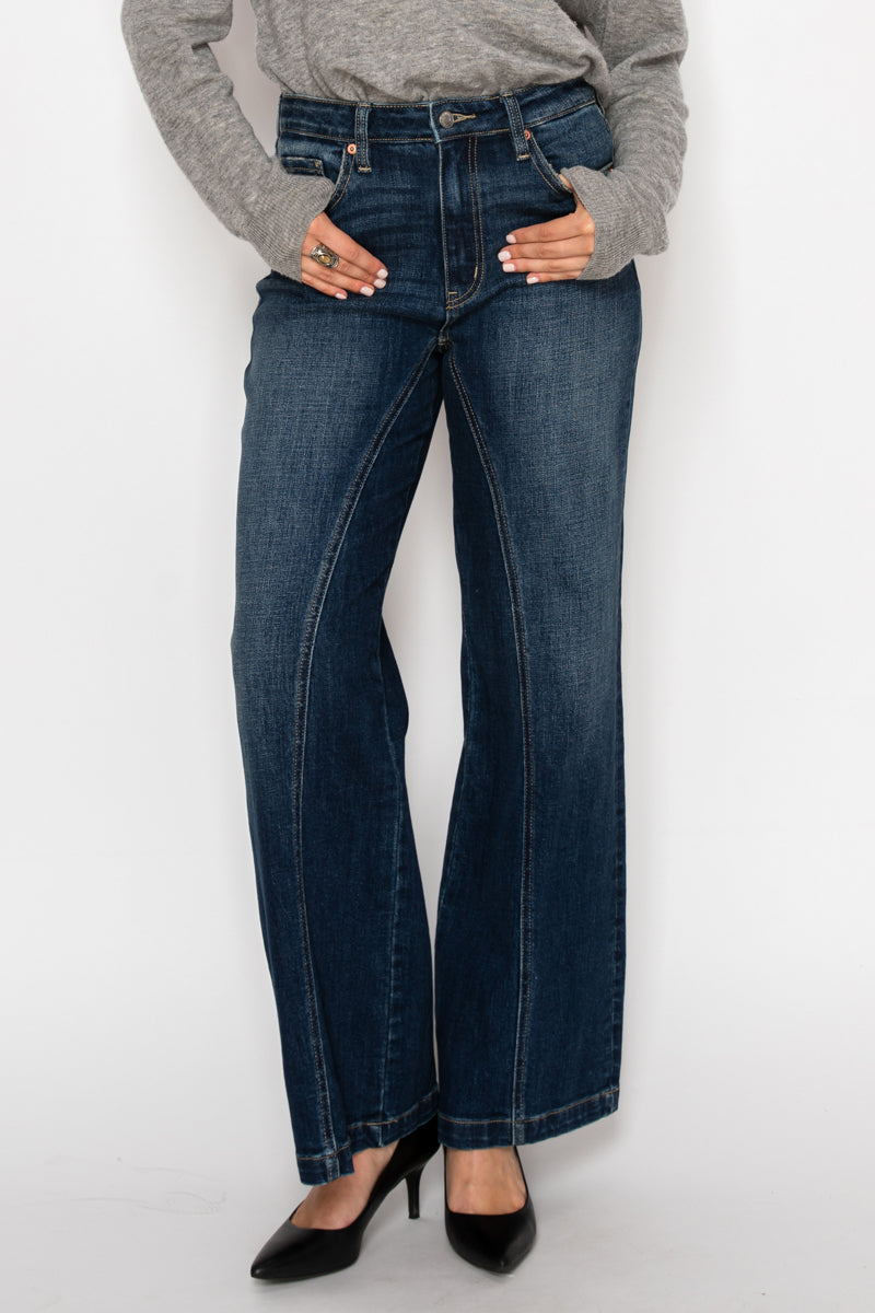 Hybrid Stretch Ripped Ultra High Rise Relaxed Flare Jeans in 3 (25) view 2 - High-Waisted - Hybrid Jeans Stretch
