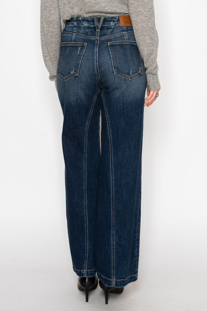 Hybrid Stretch Ripped Ultra High Rise Relaxed Flare Jeans in 7 (27) view 4 - High-Waisted - Hybrid Jeans Stretch