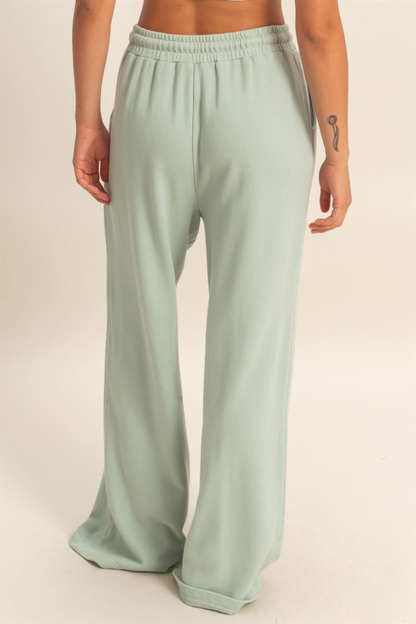 Hyfve Acid Wash French Terry Wide-leg Pants in Blue view 5 (bottom)
