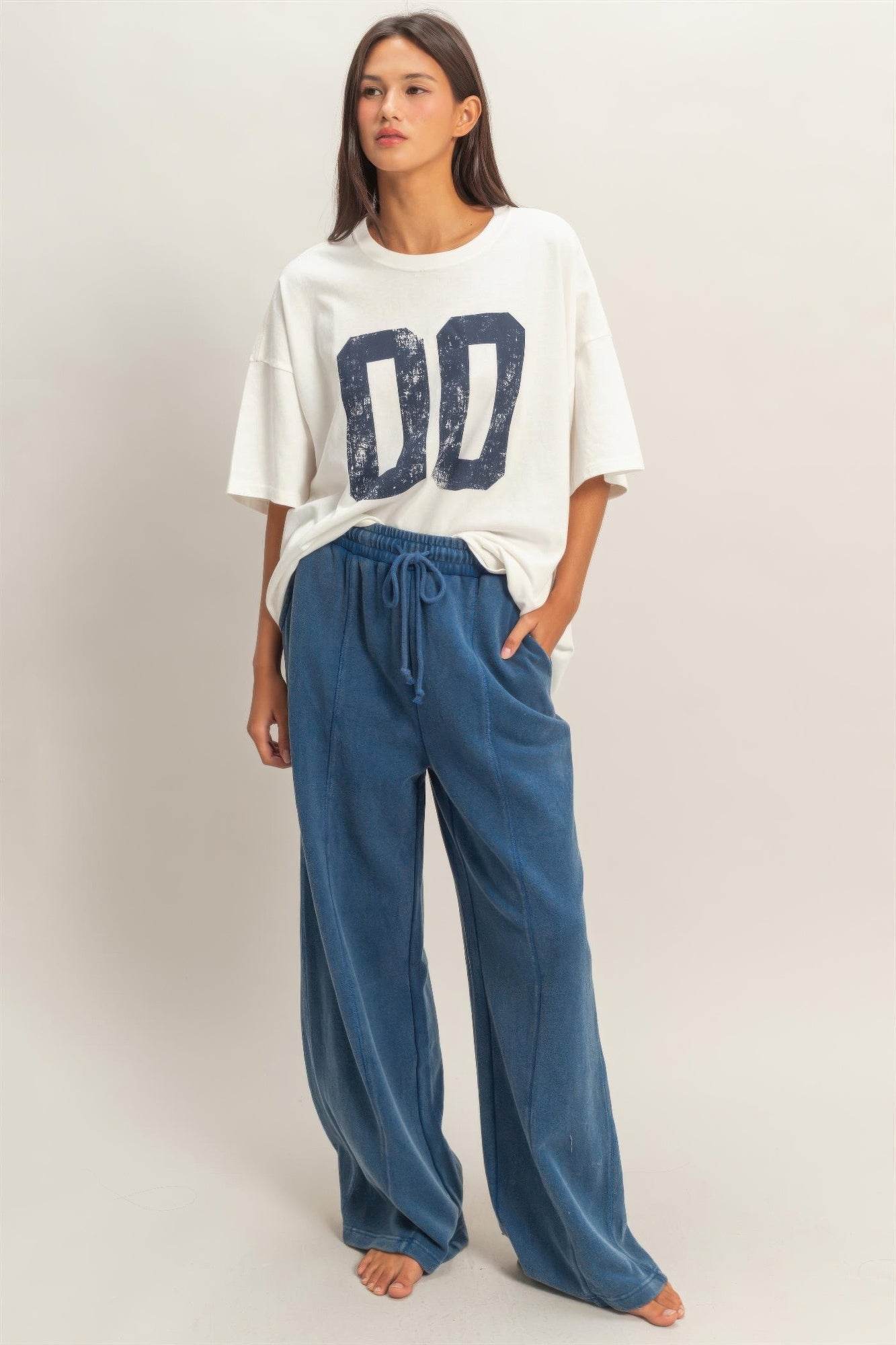 Hyfve Acid Wash French Terry Wide-leg Pants view 12 (bottom)