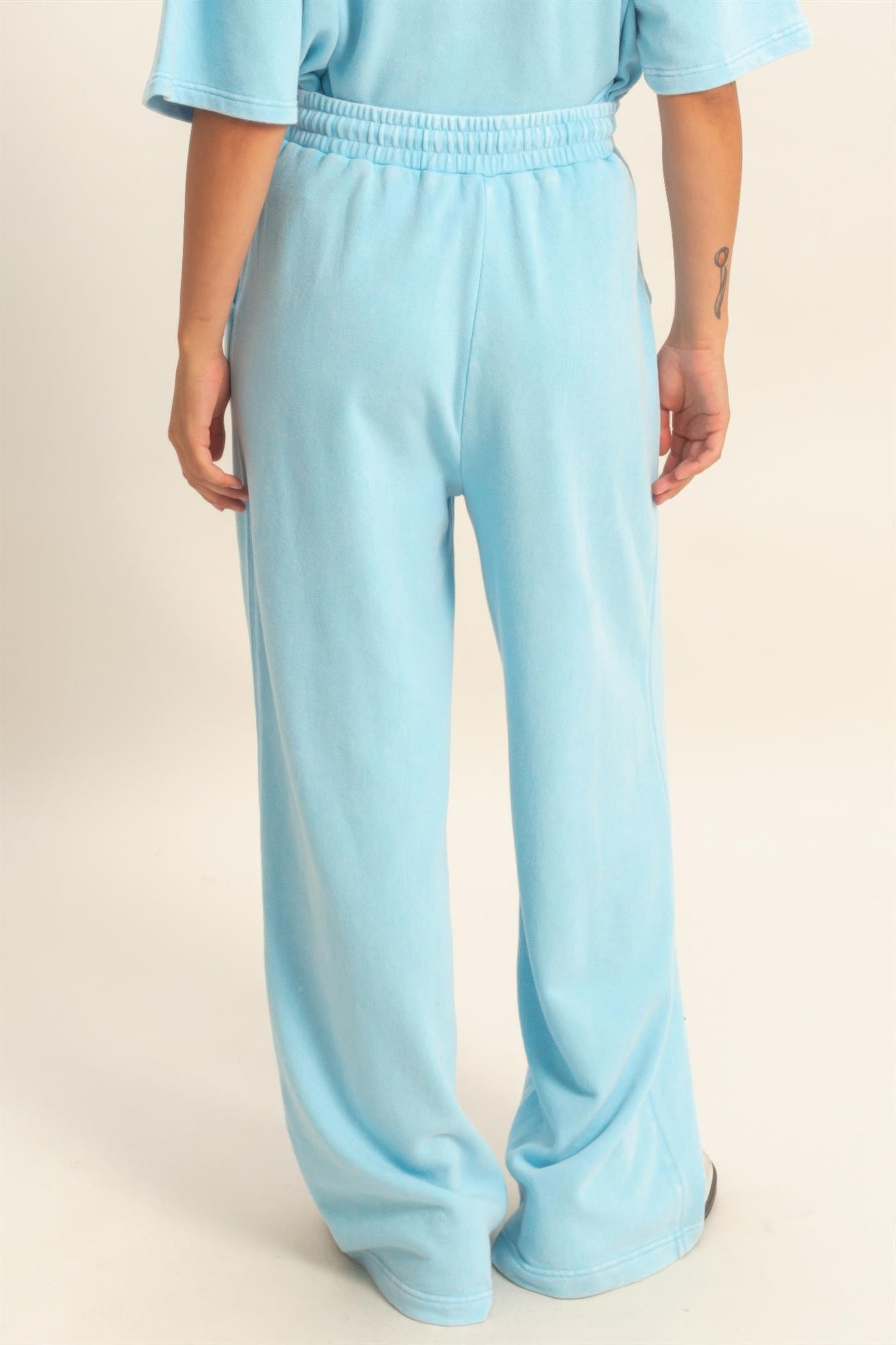 Hyfve Acid Wash French Terry Wide-leg Pants view 20 (bottom)