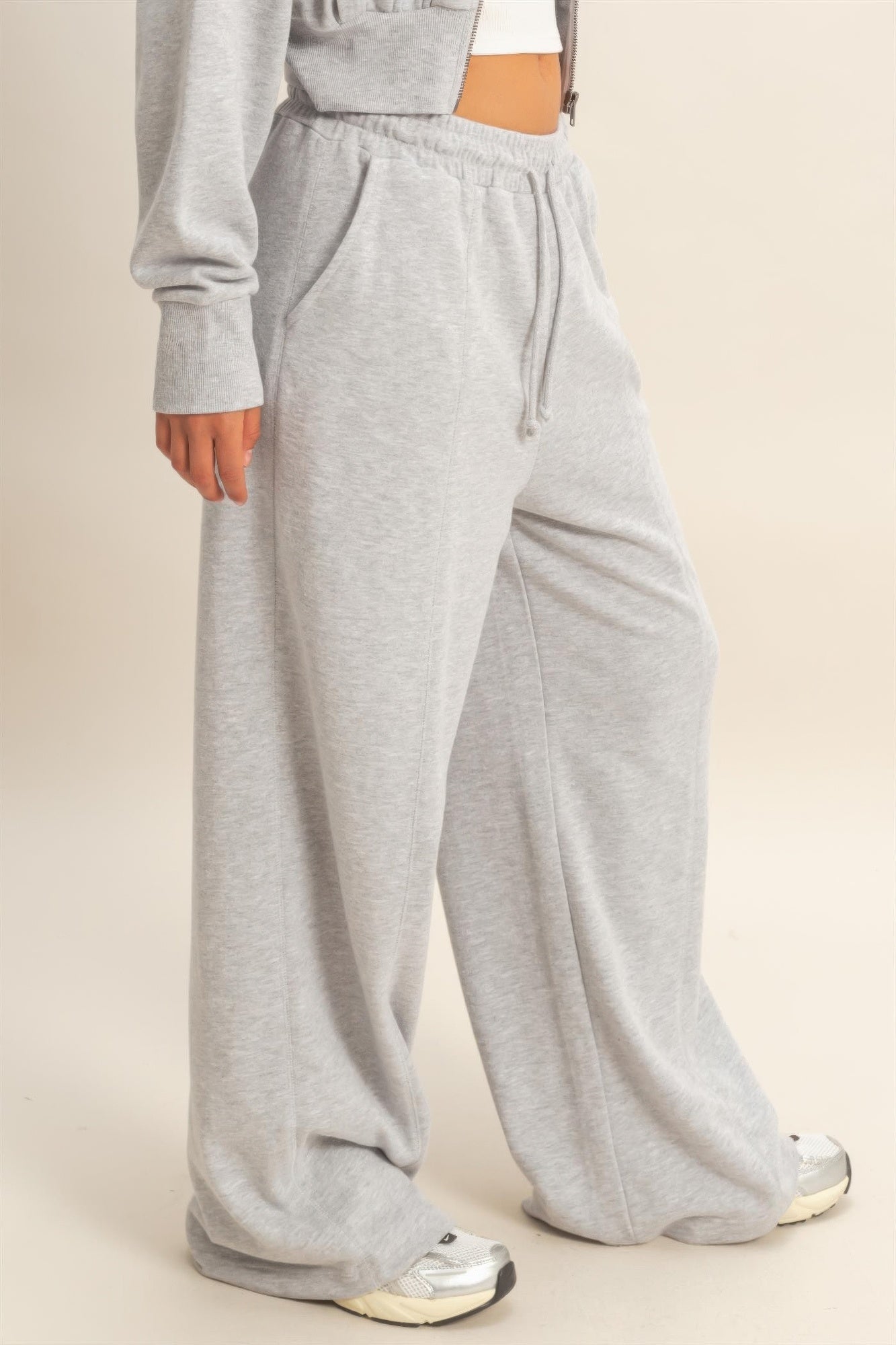 Hyfve Acid Wash French Terry Wide-leg Pants view 24 (bottom)