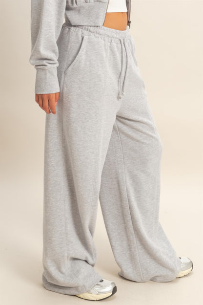 Hyfve Acid Wash French Terry Wide-leg Pants view 24 (bottom)